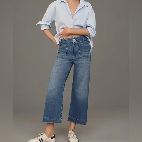Anthropologie Maeve the Colette wide leg crop high waist jeans 27 - Picture 1 of 9